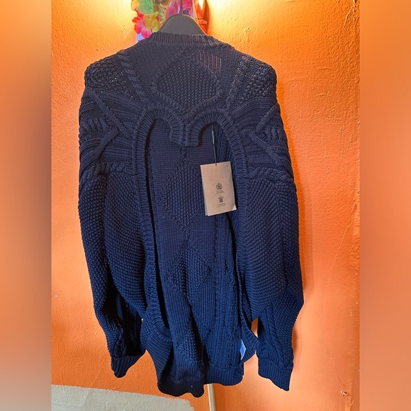 Brand new with tags BURBERRY ink blue cutout cable knit sweater. Blue in color. - Picture 8 of 8